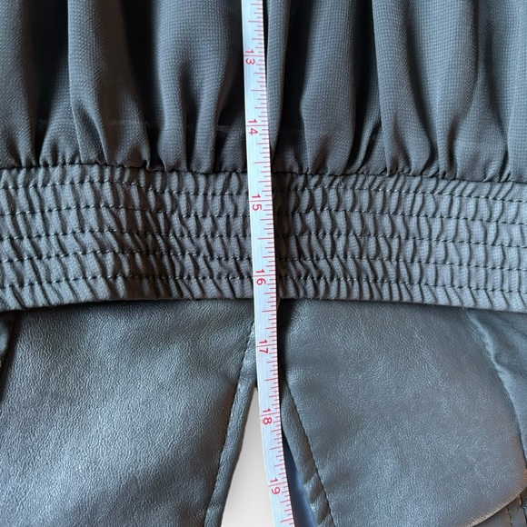 Asymmetrical Cropped Vegan Leather Moto Biker Jacket Grey Medium - Picture 13 of 16